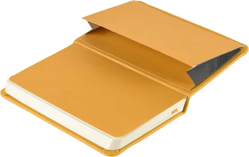 Miniatura 4 de Cuaderno clásico de cuero, tapa dura, cierre elástico, páginas con rayas estrechas, colección Inspire Amarillo (Butter Yellow)