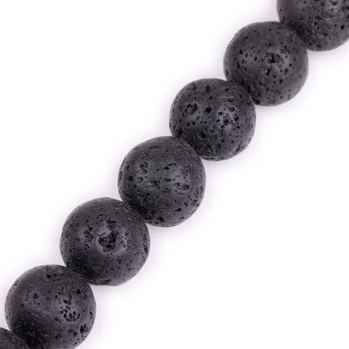Miniatura 52 de GEM-Inside Cuentas sueltas de piedra natural de lava negra de 8 mm, redondas, piedra de energía para hacer joyas 15' Negro