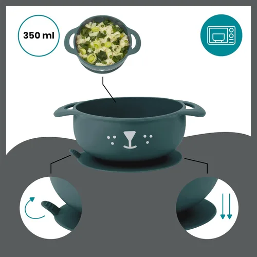 Miniatura 4 de Babymoov TAST'ISY - Juego de alimentación para bebés, cuenco de succión y cuchara de silicona no tóxica sin BPA (apto para microondas y lavavajillas)