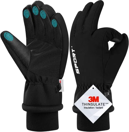 Guantes cálidos de invierno para hombres y mujeres, guantes de pantalla táctil, para clima frío, resistentes al viento, guantes térmicos de nieve