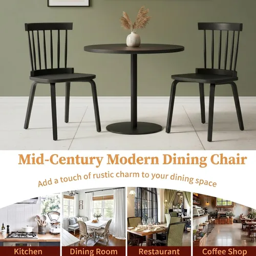 Miniatura 7 de Black Windsor - Juego de 2 sillas de comedor de madera con respaldo de husillo, sillas de comedor de madera maciza para cocina, comedor, sala