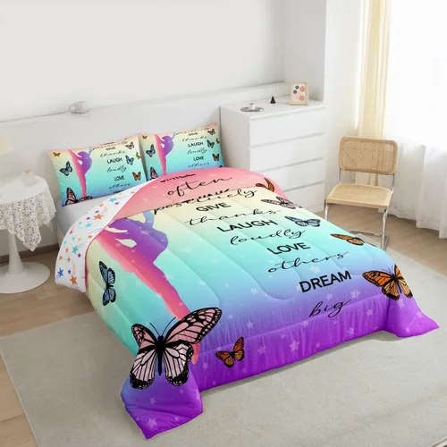 Miniatura 96 de Erosebridal Juego de ropa de cama de princesa de ballet, tamaño Queen, juego de edredón de 3 piezas para niñas bailarinas de ballet, lindo juego