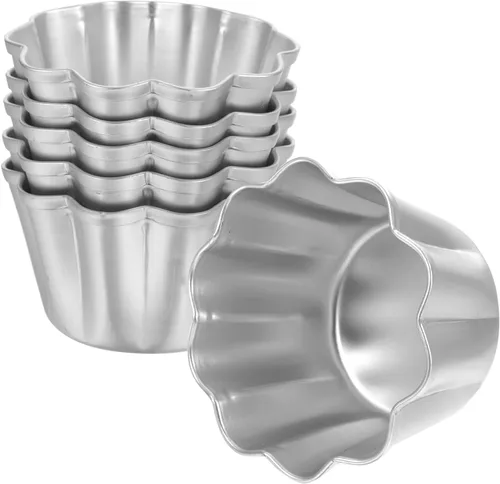Miniatura 2 de SHERCHPRY 6 moldes de aluminio para tarta de huevo, latas de tarta pequeñas, moldes para cupcakes, moldes para pudín para hornear en casa estilo4
