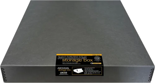 Miniatura 17 de Lineco 13x19 Caja de almacenamiento de museo negra, tapa removible y diseño frontal abatible, 13.5 x 19.5 x 3 pulgadas de archivo con borde Negro