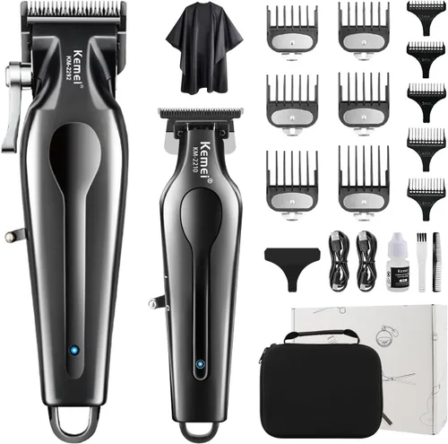 KEMEI Juego de cortapelos profesional para hombres, cortaúñas para cortar el cabello, kit de cortapelos recargable inalámbrica, cortadora de pelo,