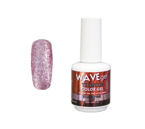 Miniatura 6 de WAVEGEL - Esmalte de uñas en gel con purpurina, colección Titanio, #28 Twinkle Pink I 0.5 onzas