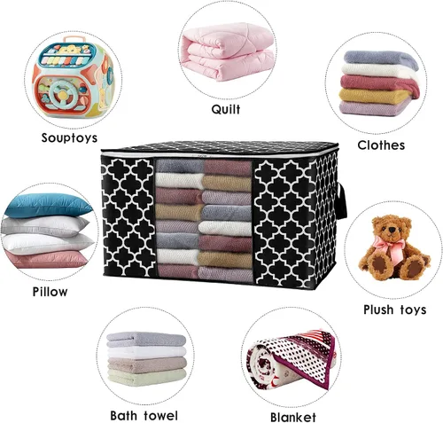 Miniatura 4 de ISELIFE Bolsas de Almacenamiento 100L Paquete de 2 Bolsas Grandes para Mantas y Ropa, Contenedores de Organización y Almacenamiento para Ropa