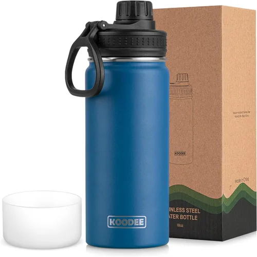 Miniatura 160 de koodee Insulated Water Bottle, 32 oz Stainless Steel Double Wall Vacuum Wide Mouth Sport Bottle with Leakproof Spout Lid (Navy)