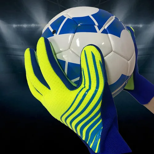 Miniatura 2 de Portero de fútbol con guantes de portero antideslizantes para adultos, hombres/mujeres, guantes de fútbol sin muñeca con agarre fuerte, palmas Azul