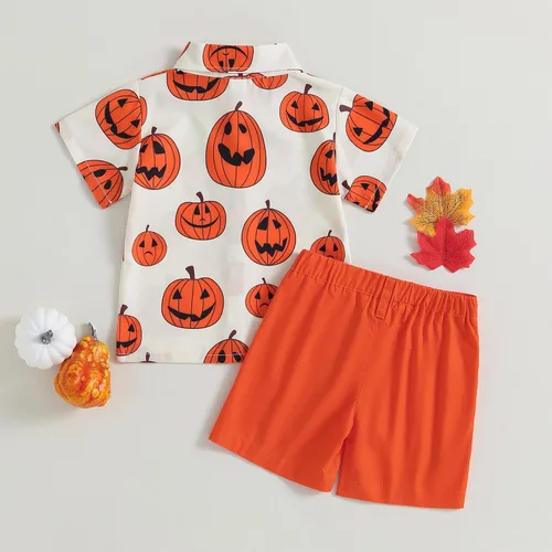 Miniatura 3 de DNOMAID YZARC Conjunto de 2 piezas de camiseta de manga corta con botones y pantalones cortos para bebé niño