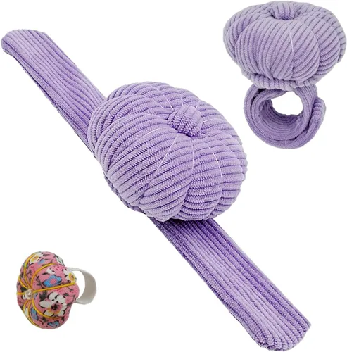 Alfiler de muñeca elástico para anillo de aguja, soporte para agujas de bricolaje para coser y acolchar con 1 correa elástica, anillo de dedo en