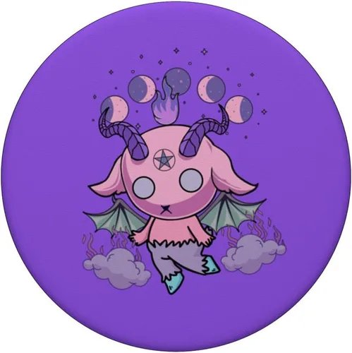 Miniatura 3 de Pastel Goth Kawaii Baphomet Anime Creepy Cute Pink PopSockets púrpura intercambiable PopGrip