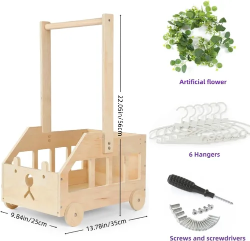 Miniatura 3 de Armario de madera para baby shower con ruedas empujables, cesta de baby shower personalizada, regalo de bienvenida para niños recién nacidos