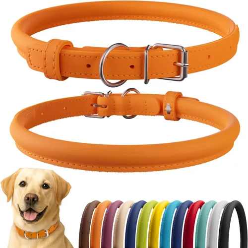 Miniatura 53 de CollarDirect Collar de perro con tachuelas, collares de cuero para mascotas para perros pequeños, medianos y grandes, acolchado suave, marrón, negro