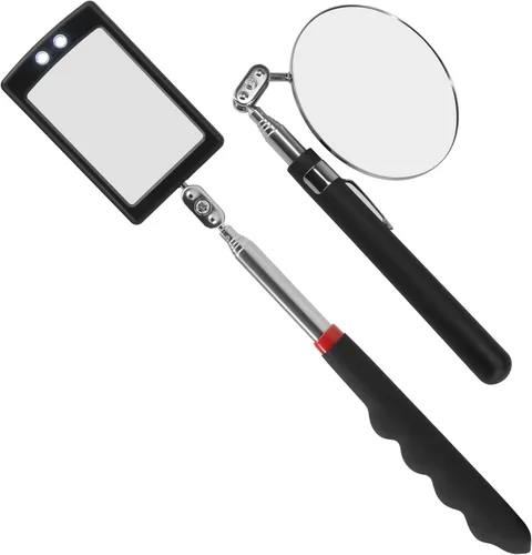 Espejo de inspección telescópico 360 giratorio de inspección, herramienta mecánica flexible y extensible para uso automotriz y ducha, espejo en un