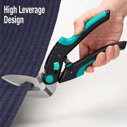 Miniatura 6 de Beaditive Tijeras de artesanía en ángulo multiusos de 10 pulgadas, acero inoxidable japonés, hoja dentada, tijeras industriales para telas gruesas