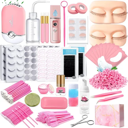 Miniatura 8 de Kit de extensión de pestañas de 267 piezas, soplador de aire acondicionado USB, almohadilla de silicona, almohadillas de gel debajo de los ojos