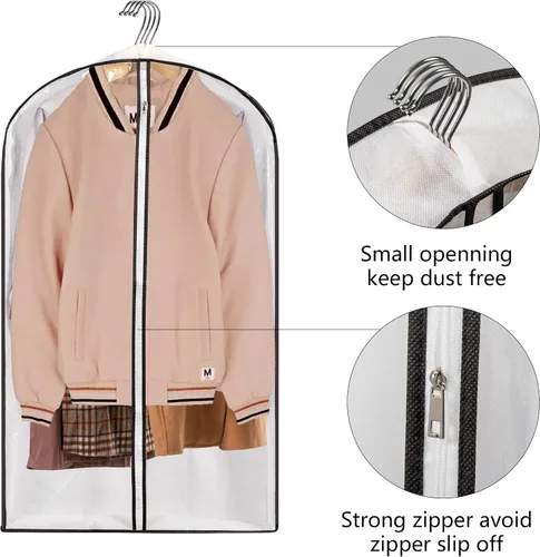 Miniatura 4 de Mskitchen Almacenamiento de ropa colgante con fundas reforzadas de 4 pulgadas (juego de 6) – Traje transparente, suéter, camisa, protectores