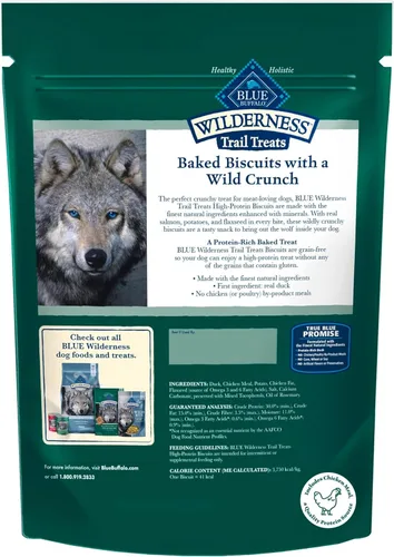 Miniatura 2 de Blue Buffalo Wilderness Trail Treats Galletas para perros con alto contenido de proteínas sin grano, crujientes, receta de pato, bolsa de 10 onzas