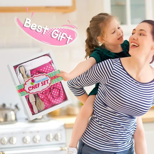 Miniatura 7 de Regalos para niñas y niños de 2 a 8 años, set de disfraz de chef para niños, delantal para niñas pequeñas, regalos de cumpleaños de Navidad