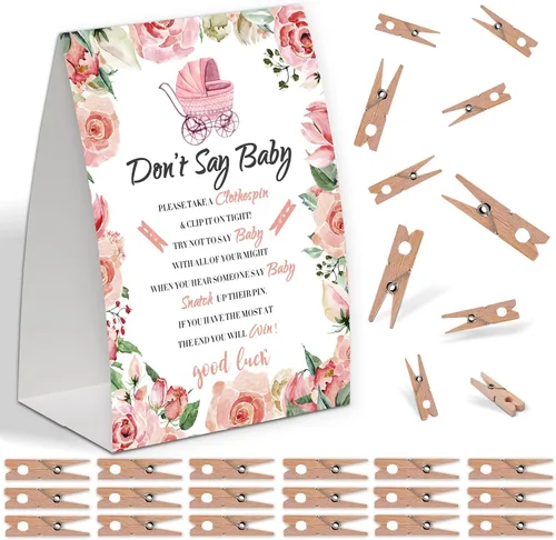 Miniatura 9 de Decoraciones de oso para baby shower, género neutro y temático de otoño, incluye juego de Don't Say Baby y pequeño juego de pinzas para la ropa