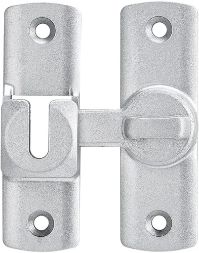 Miniatura 7 de Cerradura Plateada de Puerta de Granero Abatible de 90/180 Grados, Protege la Privacidad - Pestillo de Seguridad para Puerta, Herrajes de Pestillos