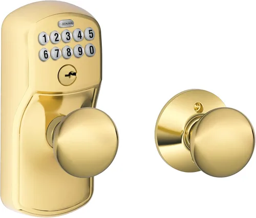 Miniatura 6 de Schlage - FE575 PLY 626 FLA Plymouth - Entrada de teclado con bloqueo automático y palancas Elan, cromado con brocha. Cromo satinado