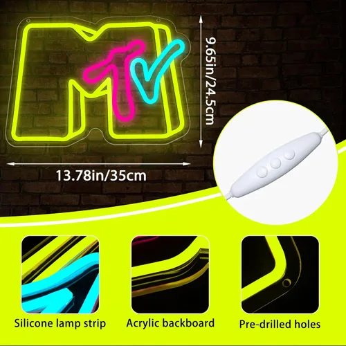 Miniatura 3 de Letrero de neón musical para decoración de pared, letrero de neón musical regulable con luz para cueva de hombre, luces de neón para dormitorio