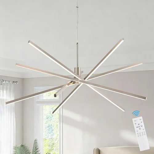 Miniatura 9 de Candelabro LED moderno de níquel, 4 luces regulables, iluminación colgante de techo para comedor, sala de estar, cocina, isla, dormitorio, 4
