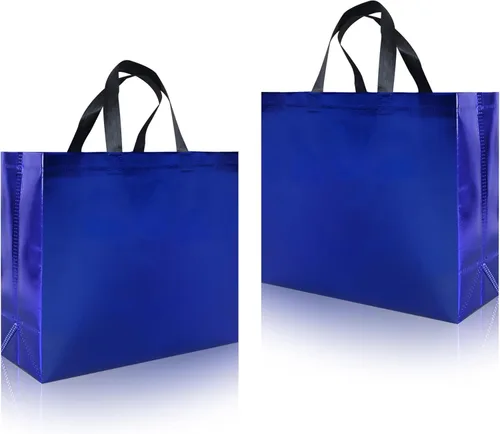Miniatura 10 de cabzymx 15 bolsas de regalo reutilizables de color rojo brillante con asas, 12.6 x 4.7 x 11 pulgadas, bolsas de fiesta con base resistente, bolsa