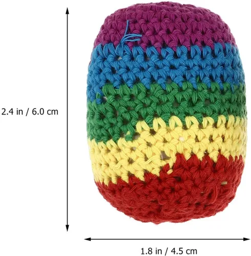 Miniatura 4 de Puf para exteriores, 5 piezas, divertidos sacos de bolas de hacky, colores assoerted, tejidos, kickball, bolas de punto suave para principiantes al