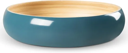 Miniatura 13 de LEXA Frutero de bambú para encimera de cocina, 12 pulgadas grande y redondo, cuenco de fruta de madera lacada artesanal o cuenco para dulces, cesta