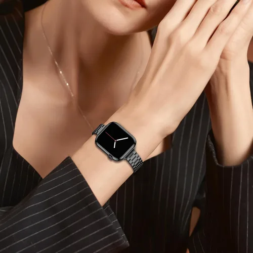 Miniatura 7 de Correa delgada compatible con Apple Watch de 1.654 in 1.811 in 1.614 in 1.772 in 1.575 in 1.732 in 1.496 in, pulsera de lujo delgada y ligera