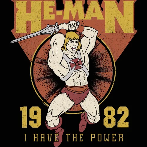 Miniatura 2 de Camiseta de Masters of The Universe con texto en inglés "He Man I Have The Power '82" para adultos, de manga corta, con figura de acción, camisetas