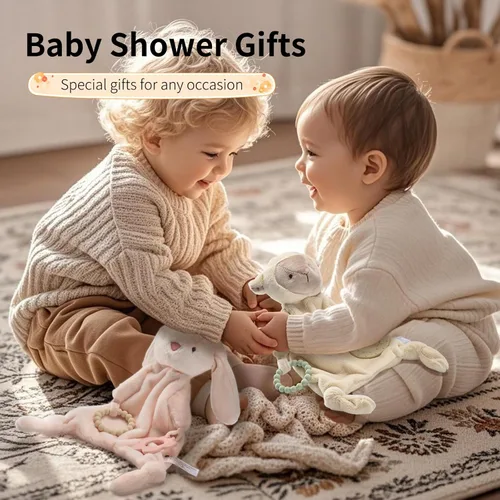 Miniatura 4 de Loveys para bebés, Lovey incluye mordedor de silicona, manta de seguridad de animales de peluche suave, juguete para acurrucarse, para niños y niñas