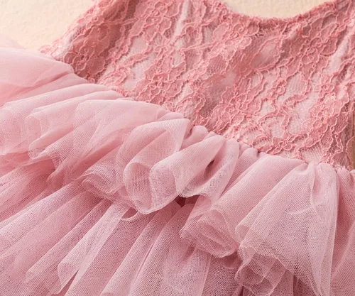 Miniatura 5 de Vestido de princesa sin mangas con tirantes y flores para niñas