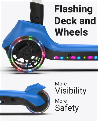 Miniatura 6 de ELECOSMOS Patinete Eléctrico Seguro para Niños de 4+, Equilibrio para Principiantes, Acelerador de Pulgar, Cubierta con Luces Intermitentes, Ruedas