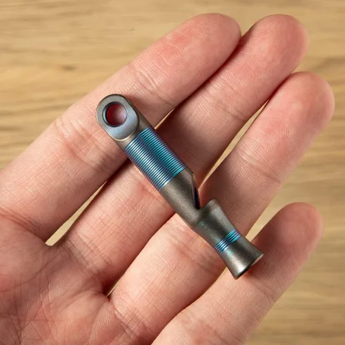 Miniatura 7 de WeKnife Silbato de emergencia de supervivencia, silbato de seguridad de titanio para exteriores, con cuerda de paracaídas para kayak, chaleco Azul