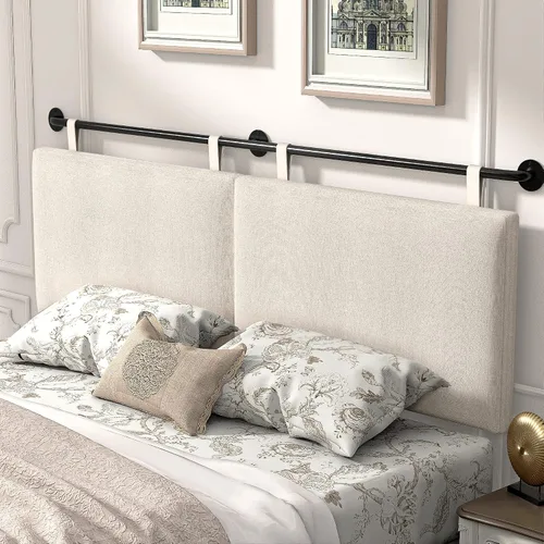 Cabeceros para cama de tamaño Queen, cabecero montado en la pared con tapicería de lino fino y acolchado de botones, cabecera de altura ajustable