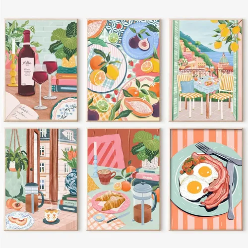 Miniatura 21 de cupmod Paquete de 6 kits de pintura por números para adultos principiantes, Número Boho Acrílico Fácil, DIY Números de Acuarela en Lienzo Sin Marco