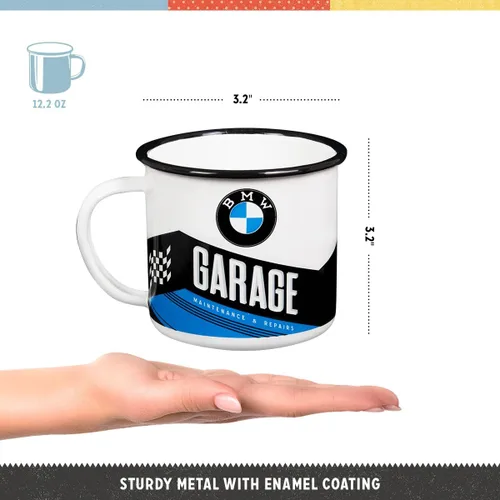 Miniatura 2 de Nostalgic-Art Taza esmaltada retro, 12.2 oz, producto oficial (OLP), BMW – Garaje – Idea de regalo para los fanáticos de accesorios de coche, taza