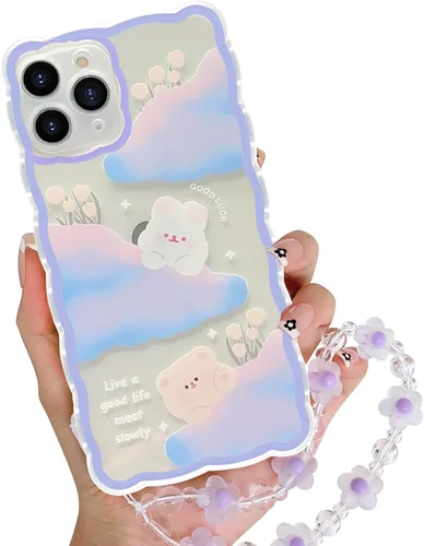 Miniatura 26 de Compatible con iPhone 11 Funda Lindo Dibujos Animados Pequeño Oso Conejo con Lindo Diseño de Cadena para Mujeres Niñas Estético Kawaii Funda Delgada
