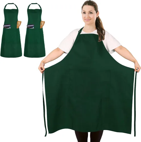 Miniatura 14 de 2 delantales de chef de talla grande, delantal profesional unisex con 2 bolsillos para cocinar, trabajar, hornear (tamaño más grande)
