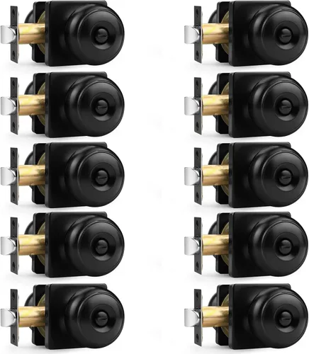 Miniatura 13 de Probrico Perillas de puerta negras con roseta cuadrada, manijas de puerta de privacidad para dormitorio, perillas de puerta negras cerraduras