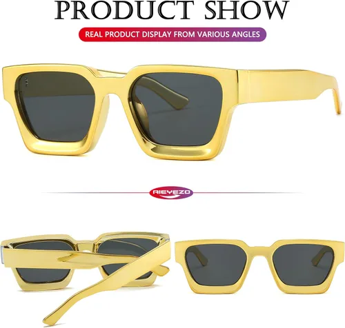 Miniatura 124 de AIEYEZO Gafas de sol cuadradas para mujeres y hombres, gafas de sol cuadradas con montura gruesa, estilo de diseñador simple