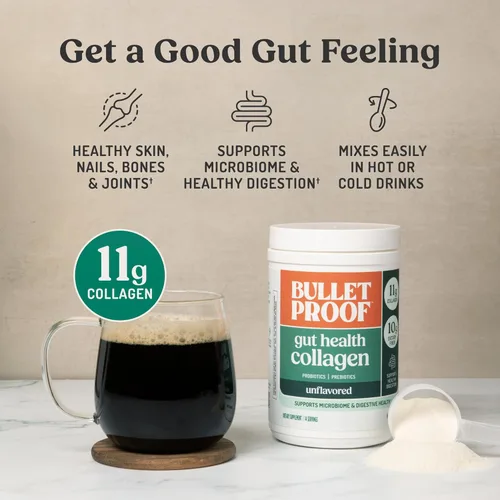 Miniatura 3 de Bulletproof Proteína de colágeno para la salud intestinal sin sabor, 14 onzas, péptidos de colágeno alimentados con pasto para apoyo intestinal