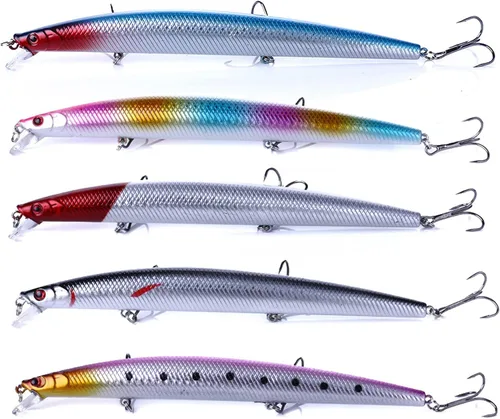 Miniatura 15 de Jerk Baits para pesca de lubina, señuelos de pesca Jerkbait, señuelos de pececillo Jerk Bait para pesca de agua dulce/agua salada, señuelos de pesca