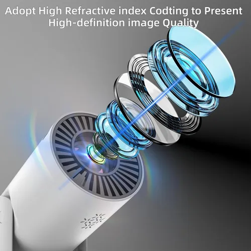 Miniatura 3 de Mini proyector inalámbrico con WIFI 6 y Bluetooth, soporte 4K 1080P Proyector portátil giratorio de 180°. Proyector de video de pantalla