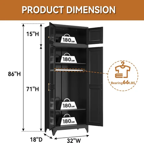 Miniatura 5 de Polup Armario de Pared de Metal, Gabinete Superior para Guardarropa, Pequeño Gabinete de Almacenamiento Superior para Dormitorio, Sala de Estar