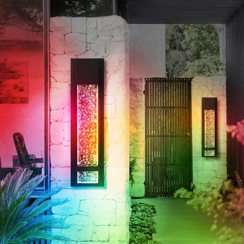 Miniatura 20 de ASD Lámpara de pared LED de vidrio burbuja de 24 pulgadas, aplique texturizado para exteriores e interiores 3CCT, impermeable, regulable, Negro